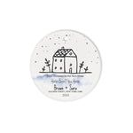 Scotstee Shop - Circle Ceramic Ornament (2 sided) - Personalize Name Family Cute House Doodle First Christmas In New Home Ornament