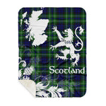 Sherpa Blanket - Tartan Blanket Thistle and Lion Scottish Clan MacNeill Of Colonsay Hunting Plaid Blanket, plaid sherpa blanket queen,purple sherpa blanket,queen sherpa blanket,queen size sherpa blanket,red sherpa blanket,scottish tartan blankets,sherpa blanket,sherpa christmas blanket