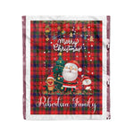 Personalized Gift Tartan Plaid Blanket Clan Robertson With Funny Santa Snowman Reindeer Merry Christmas Fleece Blanket, Home Living Room, Plaid Blanket, Tartan Blanket, Scottish Blanket, Buffalo fleece blanket, Christmas Blanket