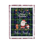 Personalized Gift Tartan Plaid Blanket Clan Forbes With Funny Santa Snowman Reindeer Merry Christmas Fleece Blanket, Christmas Blanket, Plaid Blanket, Tartan Blanket,Scottish Blanket