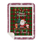 Personalized Gift Tartan Plaid Blanket Clan Kerr Modern With Funny Santa Snowman Reindeer Merry Christmas Gift Sherpa Blanket, blue plaid sherpa blanket,blue tartan sherpa blanket,Buchan,buffalo plaid sherpa blanket,christmas sherpa blanket,Christmas Throw Blanket