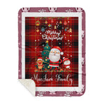 Personalized Gift Tartan Plaid Blanket Clan MacIver With Funny Santa Snowman Reindeer Merry Christmas Gift Sherpa Blanket, blue plaid sherpa blanket,blue tartan sherpa blanket,Buchan,buffalo plaid sherpa blanket,christmas sherpa blanket,Christmas Throw Blanket