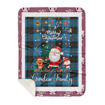 Personalized Gift Tartan Plaid Blanket Clan Garden With Funny Santa Snowman Reindeer Merry Christmas Gift Sherpa Blanket, blue plaid sherpa blanket,blue tartan sherpa blanket,Buchan,buffalo plaid sherpa blanket,christmas sherpa blanket,Christmas Throw Blanket