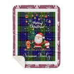 Personalized Gift Tartan Plaid Blanket Clan Newman With Funny Santa Snowman Reindeer Merry Christmas Gift Sherpa Blanket, blue plaid sherpa blanket,blue tartan sherpa blanket,Buchan,buffalo plaid sherpa blanket,christmas sherpa blanket,Christmas Throw Blanket