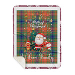 Personalized Gift Tartan Plaid Blanket Clan Wilson With Funny Santa Snowman Reindeer Merry Christmas Gift Sherpa Blanket, blue plaid sherpa blanket,blue tartan sherpa blanket,Buchan,buffalo plaid sherpa blanket,christmas sherpa blanket,Christmas Throw Blanket
