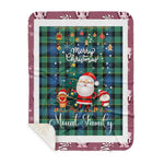 Personalized Gift Tartan Plaid Blanket Clan Mouat With Funny Santa Snowman Reindeer Merry Christmas Gift Sherpa Blanket, blue plaid sherpa blanket,blue tartan sherpa blanket,Buchan,buffalo plaid sherpa blanket,christmas sherpa blanket,Christmas Throw Blanket