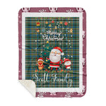 Personalized Gift Tartan Plaid Blanket Clan Scott Green Ancient With Funny Santa Snowman Reindeer Merry Christmas Gift Sherpa Blanket, blue plaid sherpa blanket,blue tartan sherpa blanket,Buchan,buffalo plaid sherpa blanket,christmas sherpa blanket,Christmas Throw Blanket