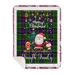Personalized Gift Tartan Plaid Blanket Clan Forsyth With Funny Santa Snowman Reindeer Merry Christmas Gift Sherpa Blanket, blue plaid sherpa blanket,blue tartan sherpa blanket,Buchan,buffalo plaid sherpa blanket,christmas sherpa blanket,Christmas Throw Blanket