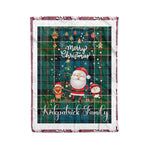 Personalized Gift Tartan Plaid Blanket Clan Kirkpatrick With Funny Santa Snowman Reindeer Merry Christmas Fleece Blanket, Home Living Room, Plaid Blanket, Tartan Blanket, Scottish Blanket, Buffalo fleece blanket, Christmas Blanket