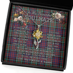 To My Beautiful Soulmate Sunflower Necklace In Your Eyes I Have Found My Home Clan Macdonald Tartan Jewelry For Girlfriend, Tartan Sunflower Pendant Necklace, Scottish Tartan Jewelry, valentine necklace, necklace girlfriend, necklace for wife, cute necklaces for girlfriend, jewelry for girlfriend, to my soulmate necklace, to my future wife necklace