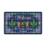 Doormat - Welcome Mat Scottish Clan Cooper Tartan Door Mat, Plaid Doormat With Thistle and Two Lion Scottish