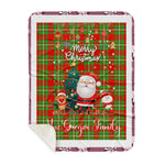 Personalized Gift Tartan Plaid Blanket Clan MacGregor With Funny Santa Snowman Reindeer Merry Christmas Gift Sherpa Blanket, blue plaid sherpa blanket,blue tartan sherpa blanket,Buchan,buffalo plaid sherpa blanket,christmas sherpa blanket,Christmas Throw Blanket