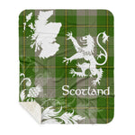 Sherpa Blanket - Tartan Blanket Thistle and Lion Scottish Clan Cunningham Dress Green Dancers Plaid Blanket, plaid sherpa blanket queen,purple sherpa blanket,queen sherpa blanket,queen size sherpa blanket,red sherpa blanket,scottish tartan blankets,sherpa blanket,sherpa christmas blanket