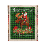 Personalized Gift Plaid Tartan Blanket Clan MacArthur Ancient Hunting With Moose Lover Xmas Gift Santa Riding Christmas Fleece Blanket