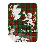 Sherpa Blanket - Tartan Blanket Thistle and Lion Scottish Clan Kerr Modern Plaid Blanket, plaid sherpa blanket queen,purple sherpa blanket,queen sherpa blanket,queen size sherpa blanket,red sherpa blanket,scottish tartan blankets,sherpa blanket,sherpa christmas blanket