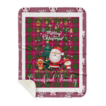 Personalized Gift Tartan Plaid Blanket Clan Crawford Modern With Funny Santa Snowman Reindeer Merry Christmas Gift Sherpa Blanket, blue plaid sherpa blanket,blue tartan sherpa blanket,Buchan,buffalo plaid sherpa blanket,christmas sherpa blanket,Christmas Throw Blanket