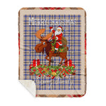 Personalized Gift Plaid Tartan Blanket Clan Hannay With Moose Lover Xmas Gift Santa Riding Buffalo Plaid Christmas Sherpa Blanket