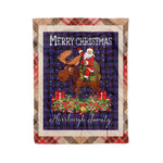Personalized Gift Plaid Tartan Blanket Clan Horsburgh With Moose Lover Xmas Gift Santa Riding Christmas Fleece Blanket
