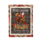 Personalized Gift Plaid Tartan Blanket Clan Murray of Atholl Weathered With Moose Lover Xmas Gift Santa Riding Christmas Fleece Blanket
