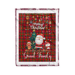 Personalized Gift Tartan Plaid Blanket Clan Grant of Rothiemurchus With Funny Santa Snowman Reindeer Merry Christmas Fleece Blanket, Christmas Blanket, Plaid Blanket, Tartan Blanket,Scottish Blanket