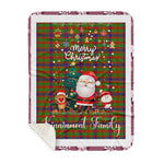 Personalized Gift Tartan Plaid Blanket Clan Kinninmont With Funny Santa Snowman Reindeer Merry Christmas Gift Sherpa Blanket, blue plaid sherpa blanket,blue tartan sherpa blanket,Buchan,buffalo plaid sherpa blanket,christmas sherpa blanket,Christmas Throw Blanket
