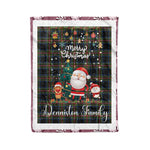 Personalized Gift Tartan Plaid Blanket Clan Denniston With Funny Santa Snowman Reindeer Merry Christmas Fleece Blanket, Home Living Room, Plaid Blanket, Tartan Blanket, Scottish Blanket, Buffalo fleece blanket, Christmas Blanket