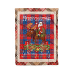 Personalized Gift Plaid Tartan Blanket Clan Galloway With Moose Lover Xmas Gift Santa Riding Christmas Fleece Blanket