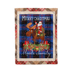 Personalized Gift Plaid Tartan Blanket Clan Maule Modern With Moose Lover Xmas Gift Santa Riding Christmas Fleece Blanket