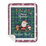 Personalized Gift Tartan Plaid Blanket Clan Sinclair Hunting Ancient With Funny Santa Snowman Reindeer Merry Christmas Gift Sherpa Blanket, blue plaid sherpa blanket,blue tartan sherpa blanket,Buchan,buffalo plaid sherpa blanket,christmas sherpa blanket,Christmas Throw Blanket