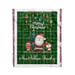 Personalized Gift Tartan Plaid Blanket Clan MacArthur With Funny Santa Snowman Reindeer Merry Christmas Fleece Blanket, Home Living Room, Plaid Blanket, Tartan Blanket, Scottish Blanket, Buffalo fleece blanket, Christmas Blanket