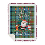 Personalized Gift Tartan Plaid Blanket Clan Cathcart With Funny Santa Snowman Reindeer Merry Christmas Gift Sherpa Blanket, blue plaid sherpa blanket,blue tartan sherpa blanket,Buchan,buffalo plaid sherpa blanket,christmas sherpa blanket,Christmas Throw Blanket