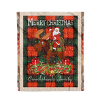 Personalized Gift Plaid Tartan Blanket Clan Cruickshanks With Moose Lover Xmas Gift Santa Riding Christmas Fleece Blanket