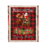 Personalized Gift Plaid Tartan Blanket Clan Ramsay With Moose Lover Xmas Gift Santa Riding Christmas Fleece Blanket