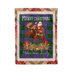 Personalized Gift Plaid Tartan Blanket Clan Elphinstone With Moose Lover Xmas Gift Santa Riding Christmas Fleece Blanket