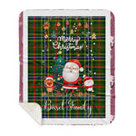 Personalized Gift Tartan Plaid Blanket Clan Bisset With Funny Santa Snowman Reindeer Merry Christmas Gift Sherpa Blanket, blue plaid sherpa blanket,blue tartan sherpa blanket,Buchan,buffalo plaid sherpa blanket,christmas sherpa blanket,Christmas Throw Blanket