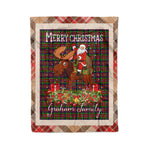 Personalized Gift Plaid Tartan Blanket Clan Graham Red With Moose Lover Xmas Gift Santa Riding Christmas Fleece Blanket
