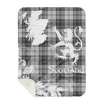Sherpa Blanket - Tartan Blanket Thistle and Lion Scottish Clan Douglas Grey Modern Plaid Blanket, plaid sherpa blanket queen,purple sherpa blanket,queen sherpa blanket,queen size sherpa blanket,red sherpa blanket,scottish tartan blankets,sherpa blanket,sherpa christmas blanket