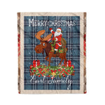 Personalized Gift Plaid Tartan Blanket Clan Earl Of St Andrews With Moose Lover Xmas Gift Santa Riding Christmas Fleece Blanket