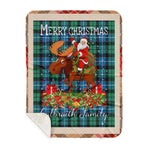 Personalized Gift Plaid Tartan Blanket Clan Galbraith Ancient With Moose Lover Xmas Gift Santa Riding Buffalo Plaid Christmas Sherpa Blanket