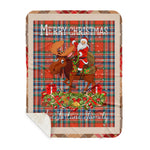 Personalized Gift Plaid Tartan Blanket Clan MacFarlane Ancient With Moose Lover Xmas Gift Santa Riding Buffalo Plaid Christmas Sherpa Blanket
