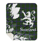 Sherpa Blanket - Tartan Blanket Thistle and Lion Scottish Clan Ogilvie Hunting Plaid Blanket, plaid sherpa blanket queen,purple sherpa blanket,queen sherpa blanket,queen size sherpa blanket,red sherpa blanket,scottish tartan blankets,sherpa blanket,sherpa christmas blanket