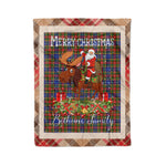 Personalized Gift Plaid Tartan Blanket Clan Bethune With Moose Lover Xmas Gift Santa Riding Christmas Fleece Blanket