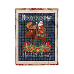 Personalized Gift Plaid Tartan Blanket Clan Mitchell With Moose Lover Xmas Gift Santa Riding Christmas Fleece Blanket
