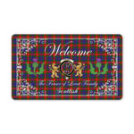 Doormat - Welcome Mat Scottish Clan Fraser of Lovat Tartan Door Mat, Plaid Doormat With Thistle and Two Lion Scottish