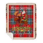 Personalized Gift Plaid Tartan Blanket Clan MacLeay With Moose Lover Xmas Gift Santa Riding Plaid Christmas Sherpa Blanket
