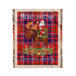 Personalized Gift Plaid Tartan Blanket Clan Cameron Of Lochiel Modern With Moose Lover Xmas Gift Santa Riding Christmas Fleece Blanket