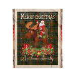 Personalized Gift Plaid Tartan Blanket Clan Brisbane With Moose Lover Xmas Gift Santa Riding Christmas Fleece Blanket