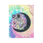 Scotstee Shop - Scotstee Shop Blanket Cute Astronaut Skater Moon - Cartoon Style Tie Dye Hippie Fleece Blanket