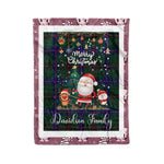 Personalized Gift Tartan Plaid Blanket Clan Davidson With Funny Santa Snowman Reindeer Merry Christmas Fleece Blanket, Home Living Room, Plaid Blanket, Tartan Blanket, Scottish Blanket, Buffalo fleece blanket, Christmas Blanket