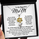 To My Beautiful Mom Necklace The Best Mom Anyone Could Wish For, Mother's Day Gift Necklace Sunflower Pendant Necklace